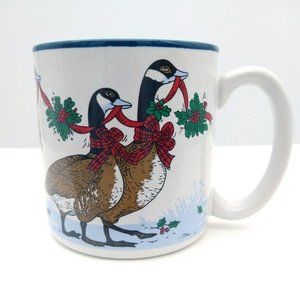EUC (Almost) Vintage Potpourri Press 1986 Christmas Mug w/ Geese, Ribbon & Holly